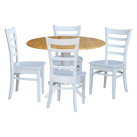 International Concepts 42 in. Dual Drop Leaf Table with 4 Ladder Back Dining Chairs - 5 Piece Dining Set K02-42DP-C08-617-4